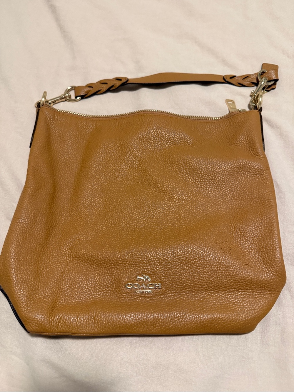 Coach Pebbled Leather Shoulder Bag in Saddle Tan